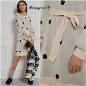 NWT, Anthropologie, Emilie Tunic Polka Dot Belted Sweater Dress